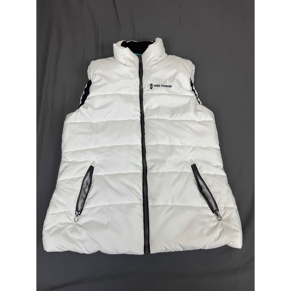 Free Country Womens White Puffer Vest Full Zip Sleeveless Jacket L F18/980131714